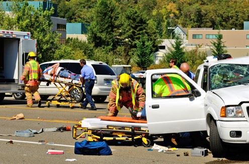 multi car accident with emergency responders