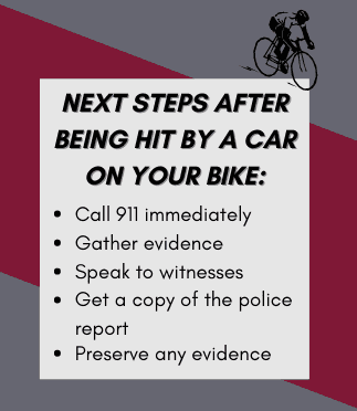 next steps after getting hit by a car on your bike infographic
