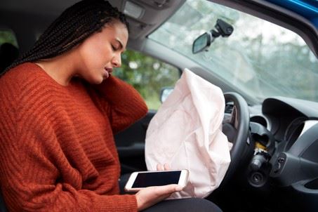 woman injured after car crash airbag deployed